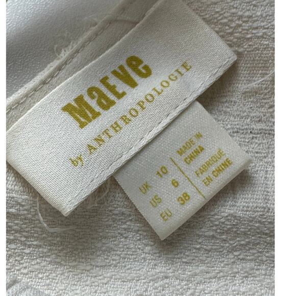 Maeve Anthropologie Sz 6‎ Quinn Cream Fringe Textured Cami Tank Top Square Neck - Picture 4 of 12